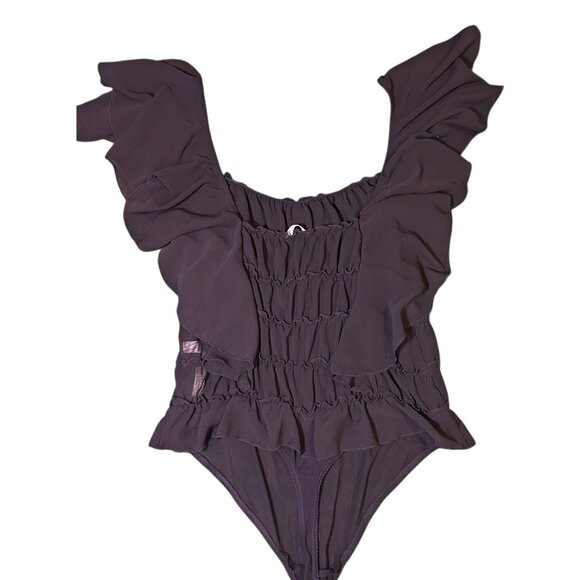 Free People Intimately Black Ruffle Bodysuit – Size M - Picture 4 of 7